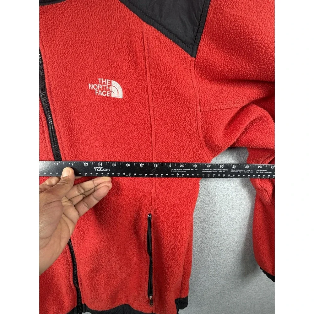 The North Face Jacket Mens Medium Red Black Fleece Full Zip Polartec USA Outdoor